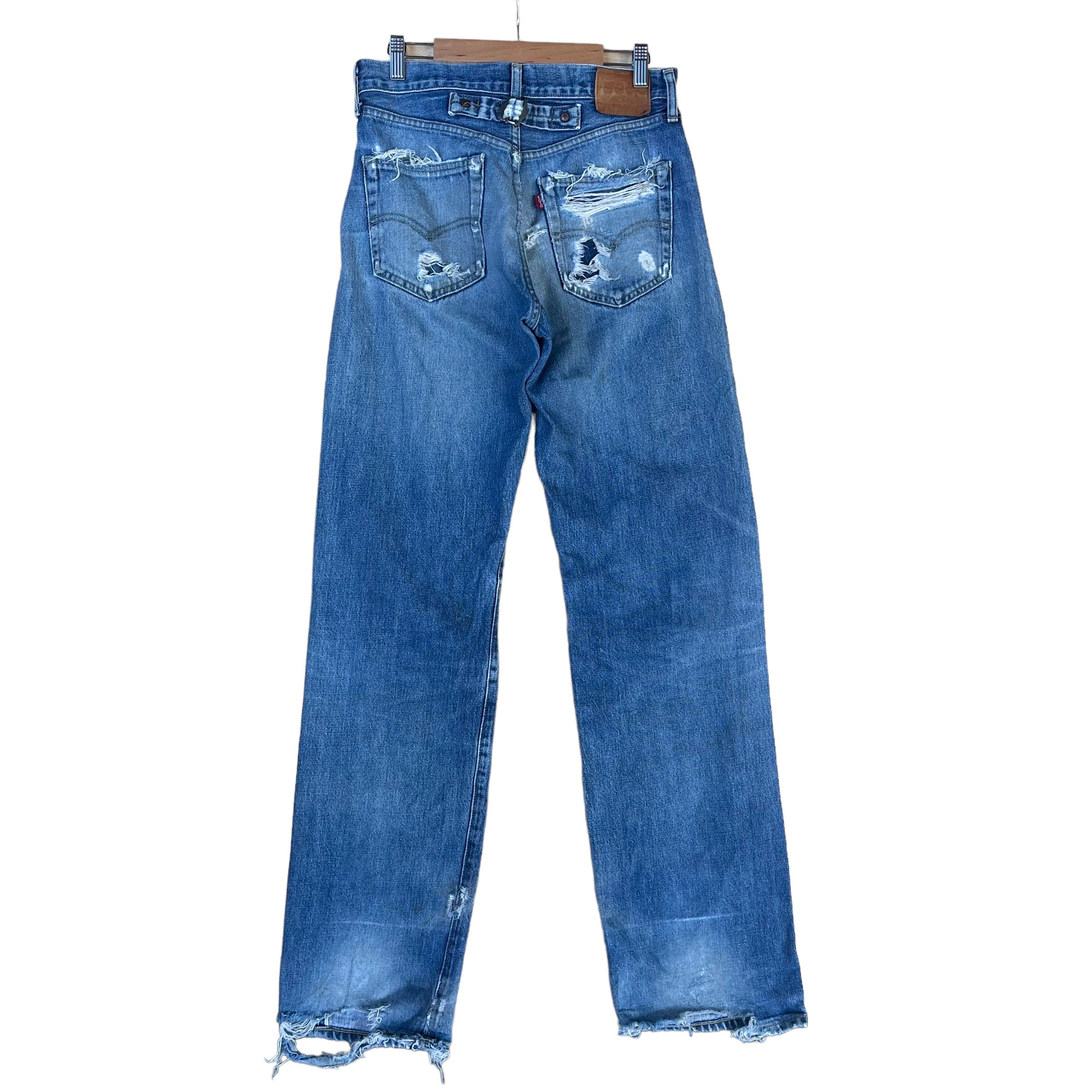 30x34.5 Vintage Levis 702XX Big E Selvedge Denim Faded Blue Flare
