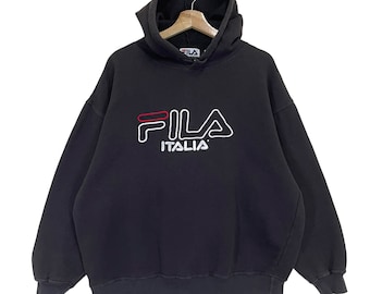 Choisissez !! vintage Fila Crewneck Hoodies Pull Fila Pulls À Capuche Fila Avec Grand Logo Brodé Baggy Taille M