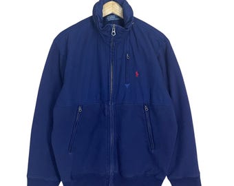 Vintage 90s CHAPS Ralph Lauren Fleece Black Red Full Zip Jacket