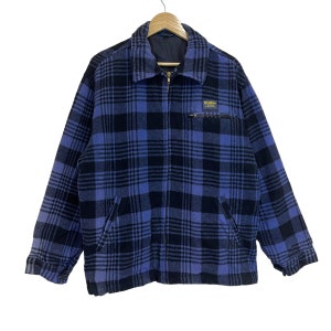 Pick!! Vintage 90s Oshkosh B’Gosh Blue Checkered Plaid Wool Jacket Size L
