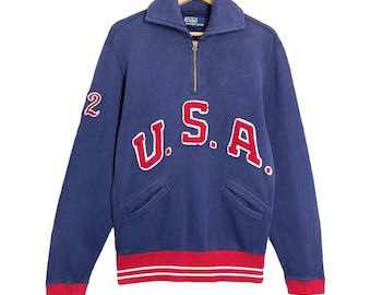 PICK!! ヴィンテージ 90年代 ラルフローレン USA ハーフジップ スウェットシャツ ポロ USA セーター ポロ USA クルーネック スウェットシャツ サイズ S