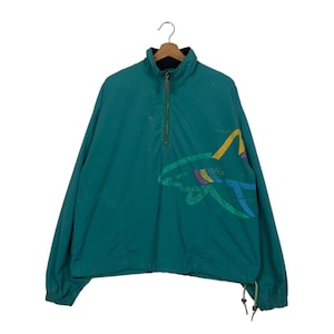 Vintage 90-tals Greg Norman surfjacka med halv dragkedja, lätt Greg Norman stor logotyp, surfjacka med halv dragkedja, baggy, storlek M