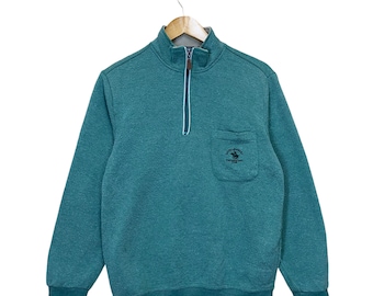 Vintage 90-tals Santa Barbara Half Zip Sweatshirt Santa Barbara tröja Santa Barbara liten logotyp broderad Half Zip Sweatshirt storlek M