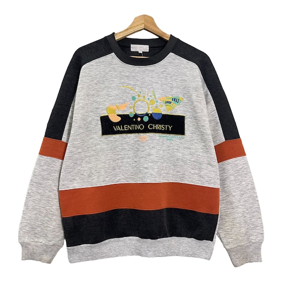 Valentino, Pick!! Vintage 90s Valentino Christy Crewneck Sweatshirt Valentino Christy Sweater Valentino Christy Colour Block Crewneck Sweatshirt Size M