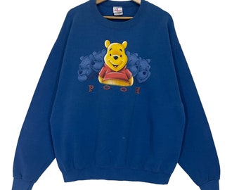 Kies!! Vintage jaren '90 Winnie de Poeh Crewneck Sweatshirt Winnie Pooh Trui Winnie Pooh Groot Logo Gedrukt Crewneck Sweatshirt Maat L