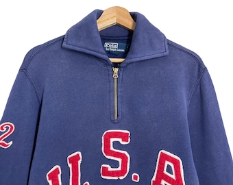 PICK!! Vintage 90s Ralph Lauren Usa Halfzip Sweatshirt Polo Usa