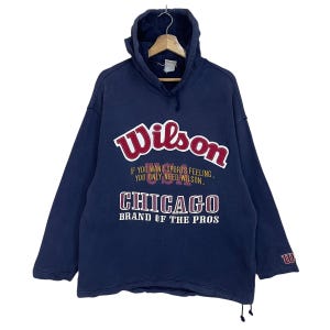 Vintage 90s Wilson Big Logo Pullover Hoodie Wilson Sweater Wilson Chicago Big Logo Crewneck Hoodie Size L