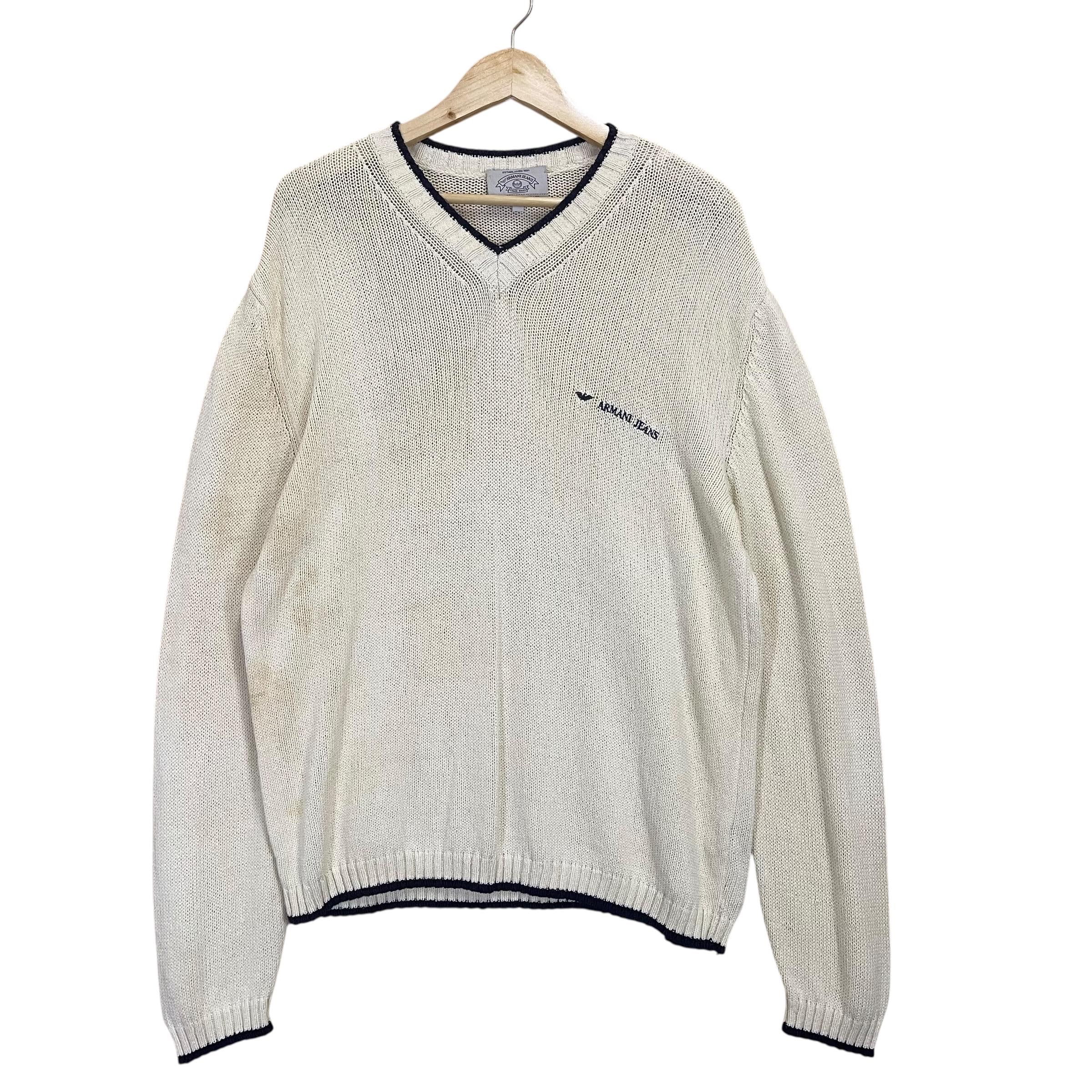 トップス 90s armani jeans v neck logo knit 90s armani jeans v neck logo knit