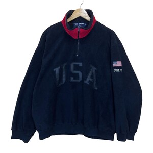 PICK!! Vintage 90s Ralph Lauren Polo Sports Usa Halfzip Fleece