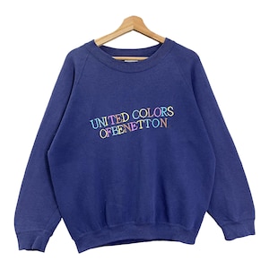 Vintage 90s Benetton Multicolour Spellout Crewneck Sweatshirt Benetton Sweater Benetton Big Logo Multicolour Crewneck Sweatshirt Size M