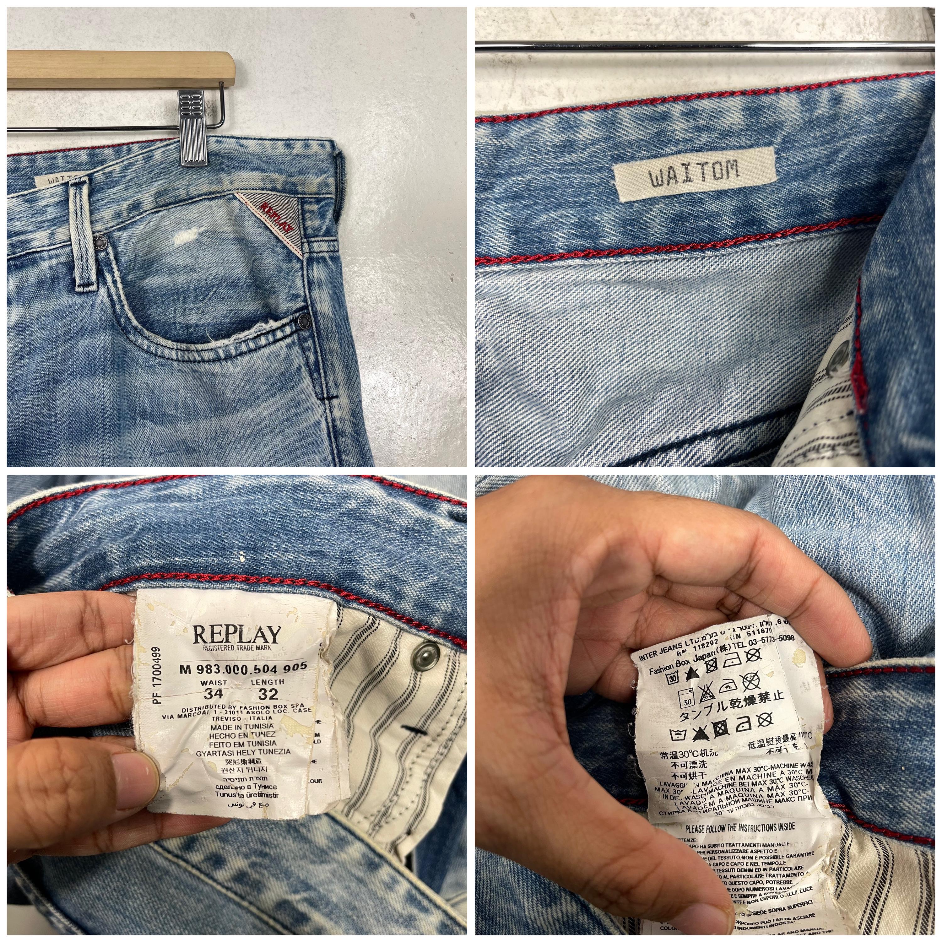 Replay Zipper Fly Jeans Replay Light Blue Distressed Denim W 36 - Etsy