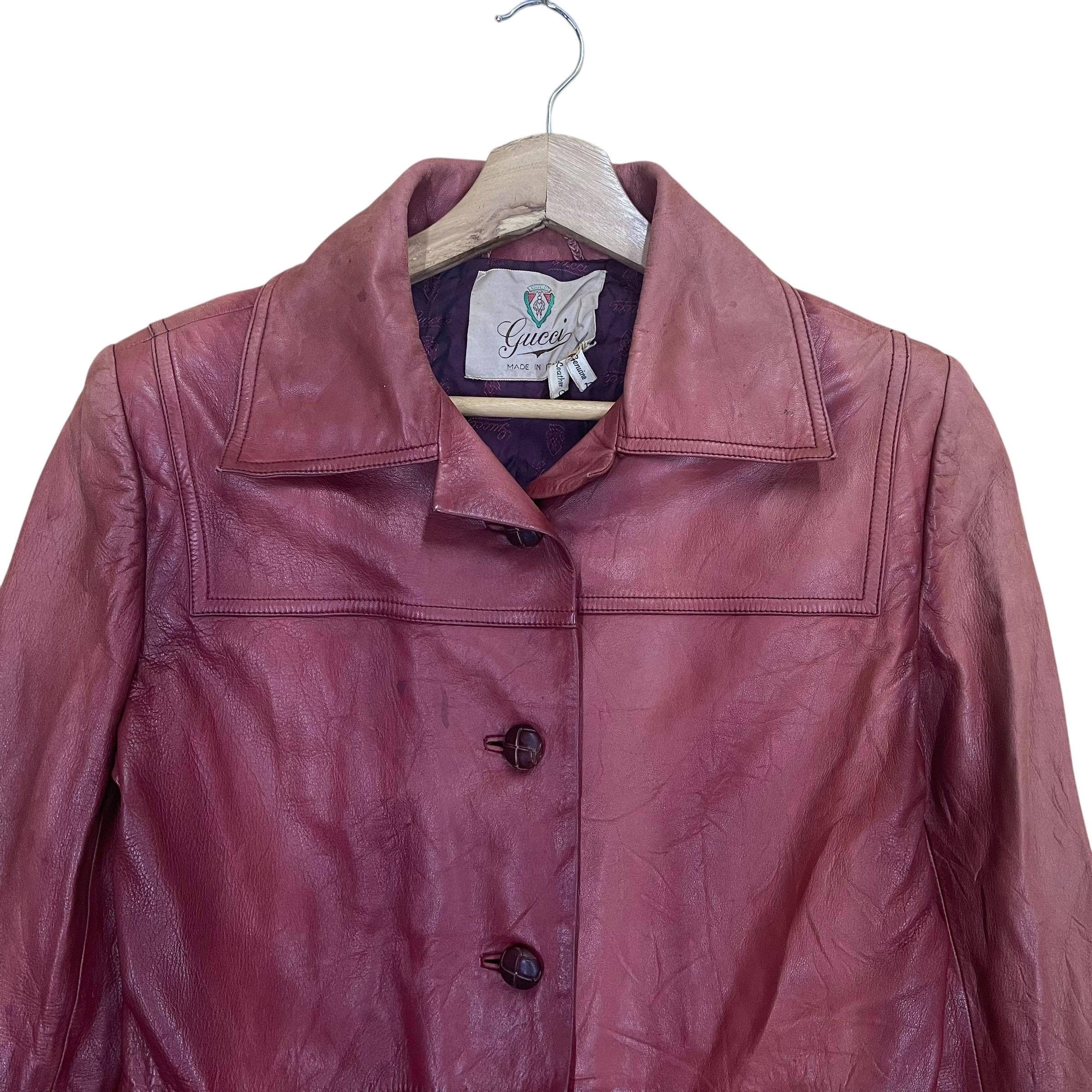 Pick!! Vintage 80s Gucci Leather Jacket Made in Italy Size Small