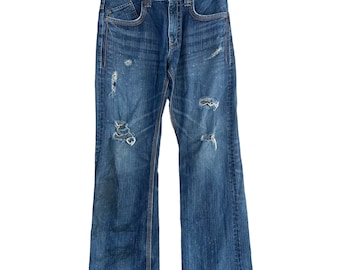 Choisissez !! vintage Jean Edwin XVS déchiré denim Edwin Xvs effet vieilli Edwin Xvs denim déchiré W 32 L 40,5