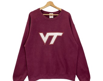 Pick!! Vintage 90’s Virgina Tech Athletics Crewneck Sweatshirt Virgina Tech Sweater Virgina Tech Printed Big Logo Sweatshirt Size L