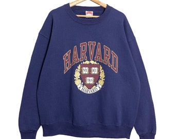 Escolha!! Moletom vintage dos anos 90 da Universidade de Harvard com gola redonda, suéter Harvard, moletom com logo grande da Universidade de Harvard, tamanho G