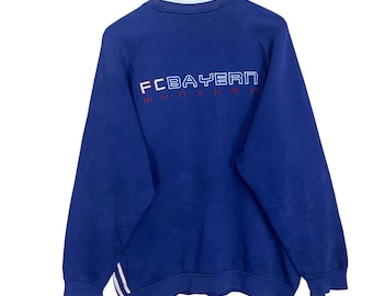 Vintage 90s Fc Bayern Munchen Big Logo Crewneck Sweatshirt Fc Bayern Munchen Embroidered Big Logo Sweatshirt Size Large