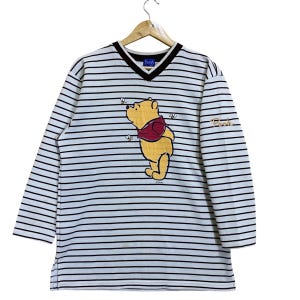 Pick!! Winnie The Pooh Vneck Sweatshirt Pooh Sweater Pooh Big Logo Printed Crewneck Sweatshirt Size M