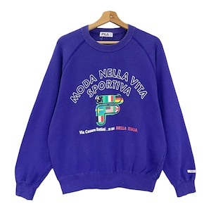 Pick!! Vintage Fila Crewneck Sweatshirt Fila Sweater Fila Printed Big Logo Pullover Crewneck Sweatshirt Size M