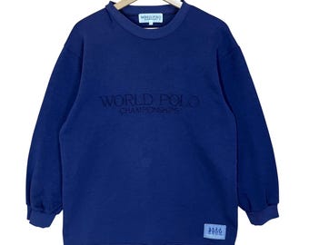 PICK!! Vintage 90s World Polo Crewneck Longsleeve World Polo Sweater World Polo Embroidered Big Logo Longsleeve Sweater Size M
