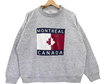 Pick!! Vintage 90s Montreal Canada Crewneck Sweatshirt Montreal Canada Sweater Montreal Canada Big Logo Pullover Sweatshirt OverSize M