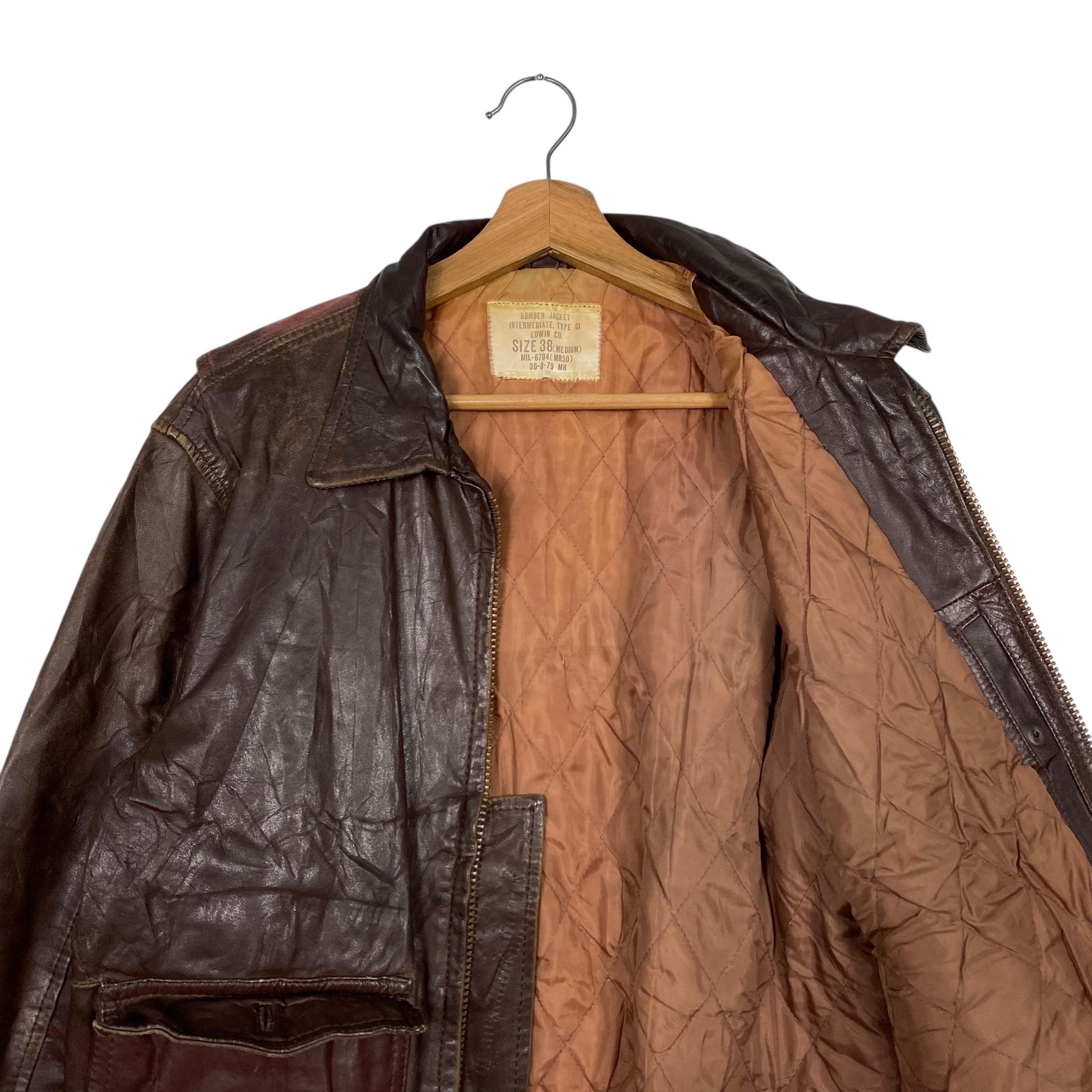 Pick!! Vintage 70s Edwin Type G1 Leather Flight Jacket Edwin