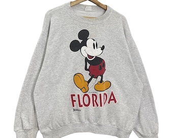 Vintage 90s Mickey Mouse Crewneck Sweatshirt Mickey Sweater Mickey Mouse Big Logo Printed Pullover Crewneck Sweatshirt Baggy Size M