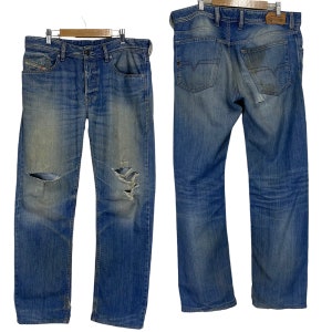 Vintage Diesel Industry Waykee Regular Raka Jeans Diesel Button Flare Jeans Diesel Stonewash Distressed Denim 35x29