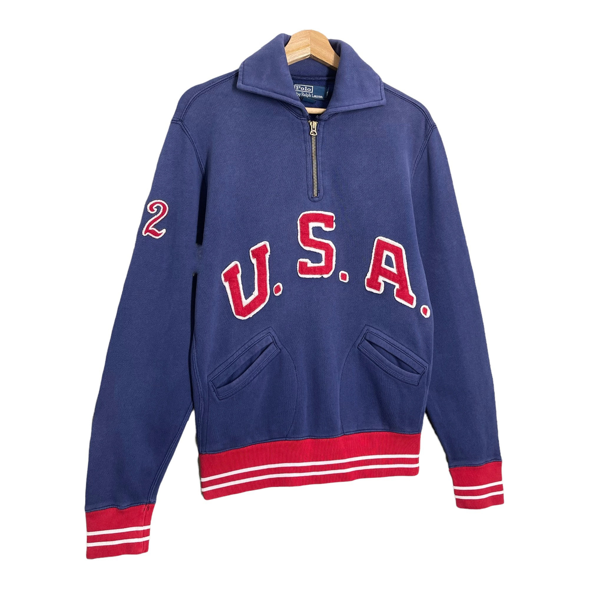 PICK!! Vintage 90s Ralph Lauren Usa Halfzip Sweatshirt Polo Usa