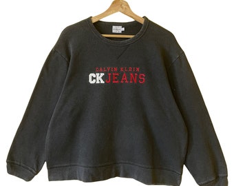 Pick!! Vintage 90s Calvin Klein Crewneck Sweatshirt Calvin Klein Sweater Calvin Klein Spellout Embroidered Big Logo Sweatshirt Oversize M