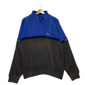 Pick!! Vintage 90’s Ellesse Small Logo Spellout Halfzip Sweatshirt Ellesse Sweater Ellesse Embroidered Small Logo Halfzip Sweatshirt Size M