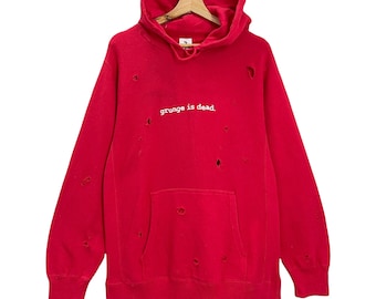 Vintage Distressed 'Grunge Is Dead' Hoodie, Size M