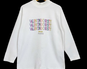 90年代ヴィンテージ ヴァレンティノ クリスティ クルーネック スウェットシャツ ヴァレンティノ クリスティ セーター ヴァレンティノ クリスティ マルチカラー ロゴ クルーネック スウェットシャツ サイズM