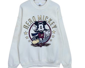 Pick!! Vintage 90s Aero Mickey Crewneck Sweatshirt Mickey Mouse Sweater Aero Mickey Mouse Big Logo Printed Crewneck Sweatshirt Size M
