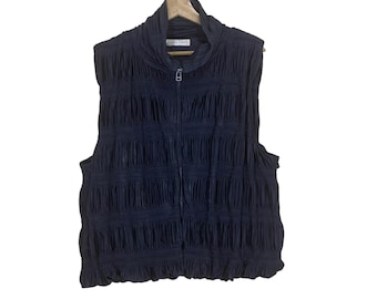 Chaqueta estilo chaleco vintage de los años 90 con pliegues inspirados en Chan Meal, bonito diseño, talla mediana.