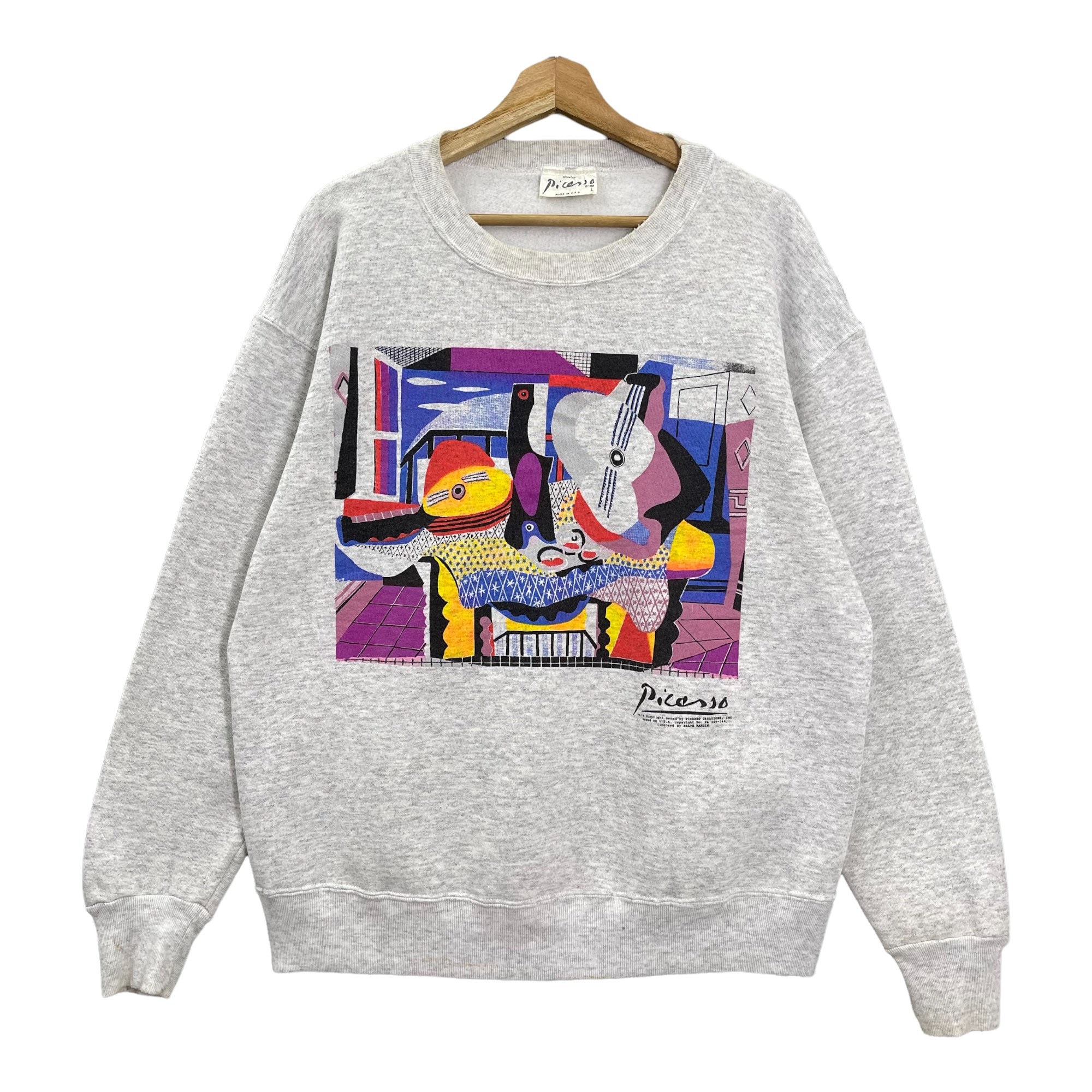 RARE!! Vintage 90s Picasso Art Crewneck Sweatshirt Picasso Art Sweater Picasso Art Big Logo Crewneck Sweatshirt Size M