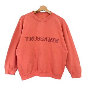 Pick!! Vintage 90s Trussardi Crewneck Sweatshirt Trussardi Sweater Trussardi Embroidery Big Logo Sweatshirt Size S