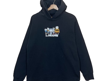 Wähle!! I am Doreamon Big Logo Pullover Hoodie Ich bin Doreamon Sweater Doreamon Big Logo bestickter Pullover Hoodie Größe M
