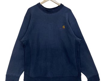 Kies!! Vintage Carhartt-sweater met klein logo ronde hals Carhartt-sweater Carhartt-sweater met klein logo geborduurd ronde hals maat L