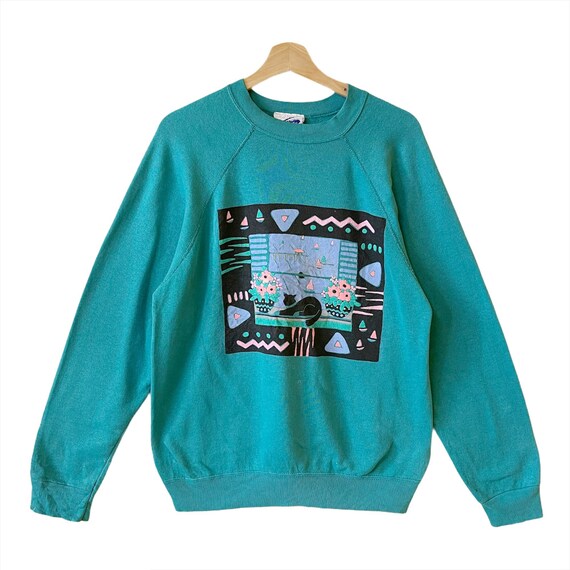 Pick Vintage 90s Art Design Crewneck Sweatshirt Art Design Sweater Ar Design Big Logo Sweatshirt Size M Etsy