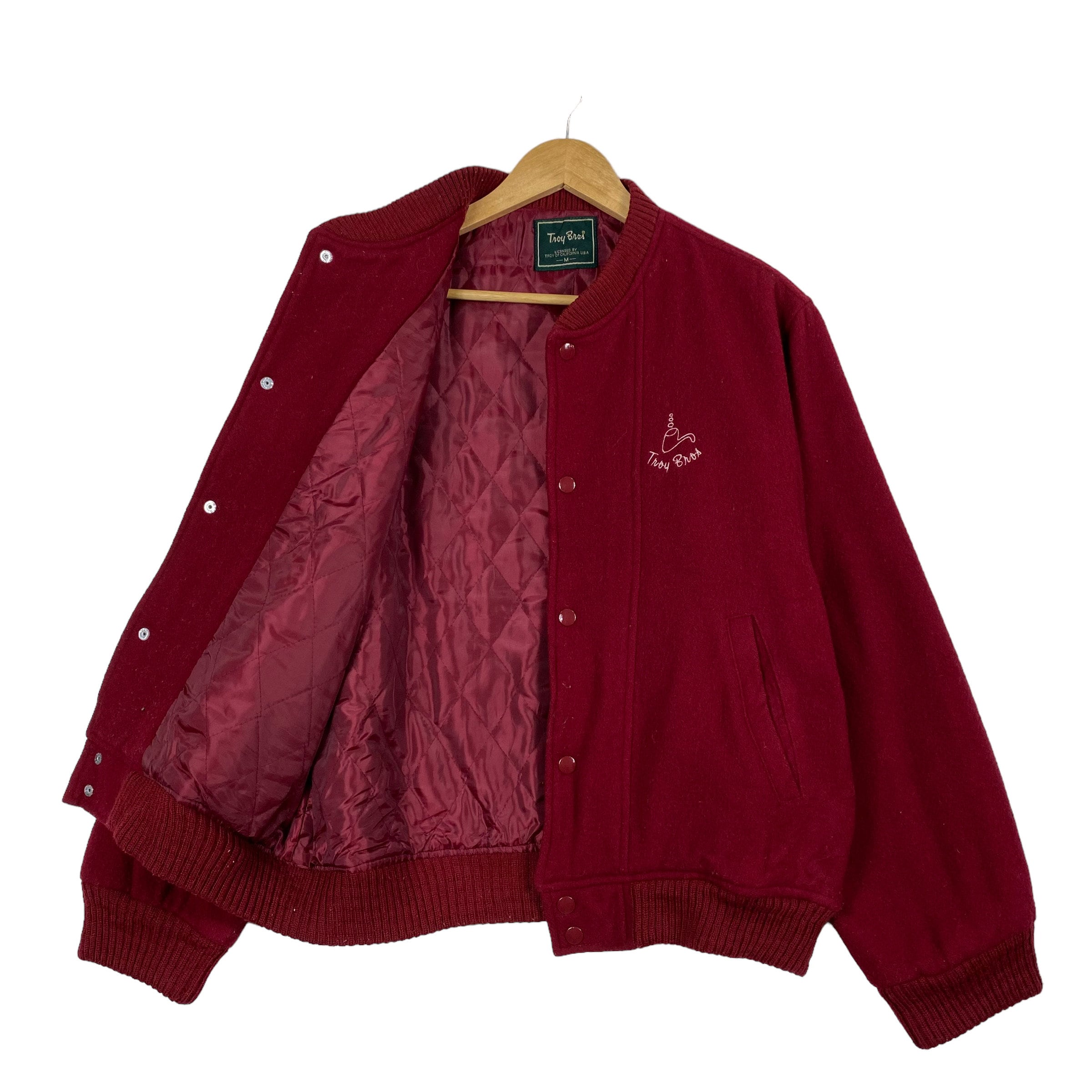 PICK!! Vintage 90s Troy Bros Wool Varsity Jacket Troy Bros Small