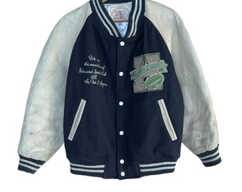 Vintage 90s Hot Scoop College NHL Hockey Varsity Leather Jacket