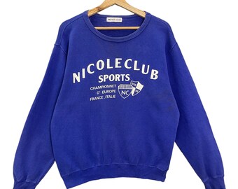 Pick!! Vintage Nicole Club Sports Crewneck Sweatshirt Nicole Club Sports Sweater Nicole Club Paris Big Logo Pullover Sweatshirt Sz M