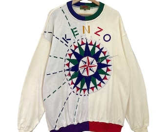 【KENZO】1990s Logo Embroidery Sweat Shirt Vintage 90s Kenzo Golf Embroidered Sweatshirt L Size Grey