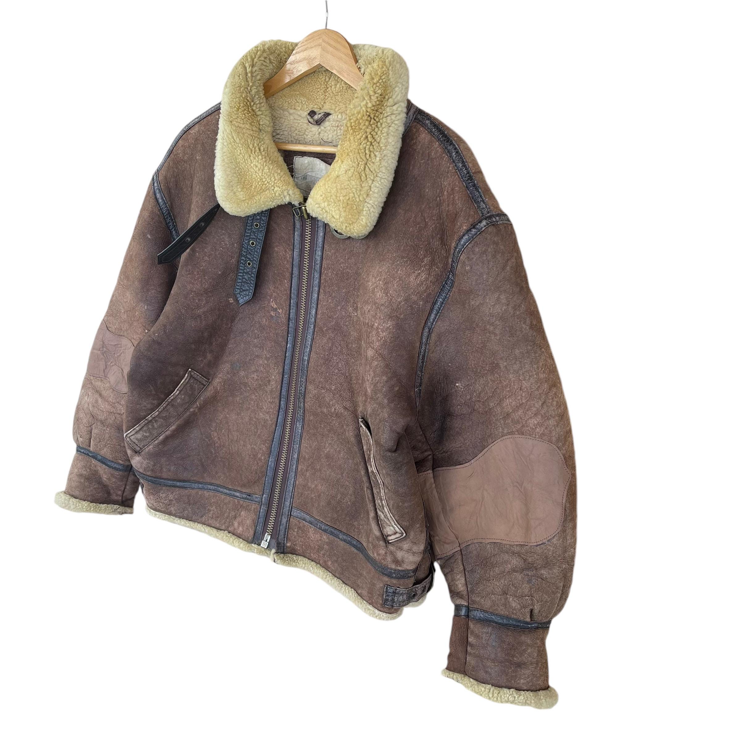 Pick!! Vintage 90s Type B-3 Us Army Style Leather Jacket Type B-3