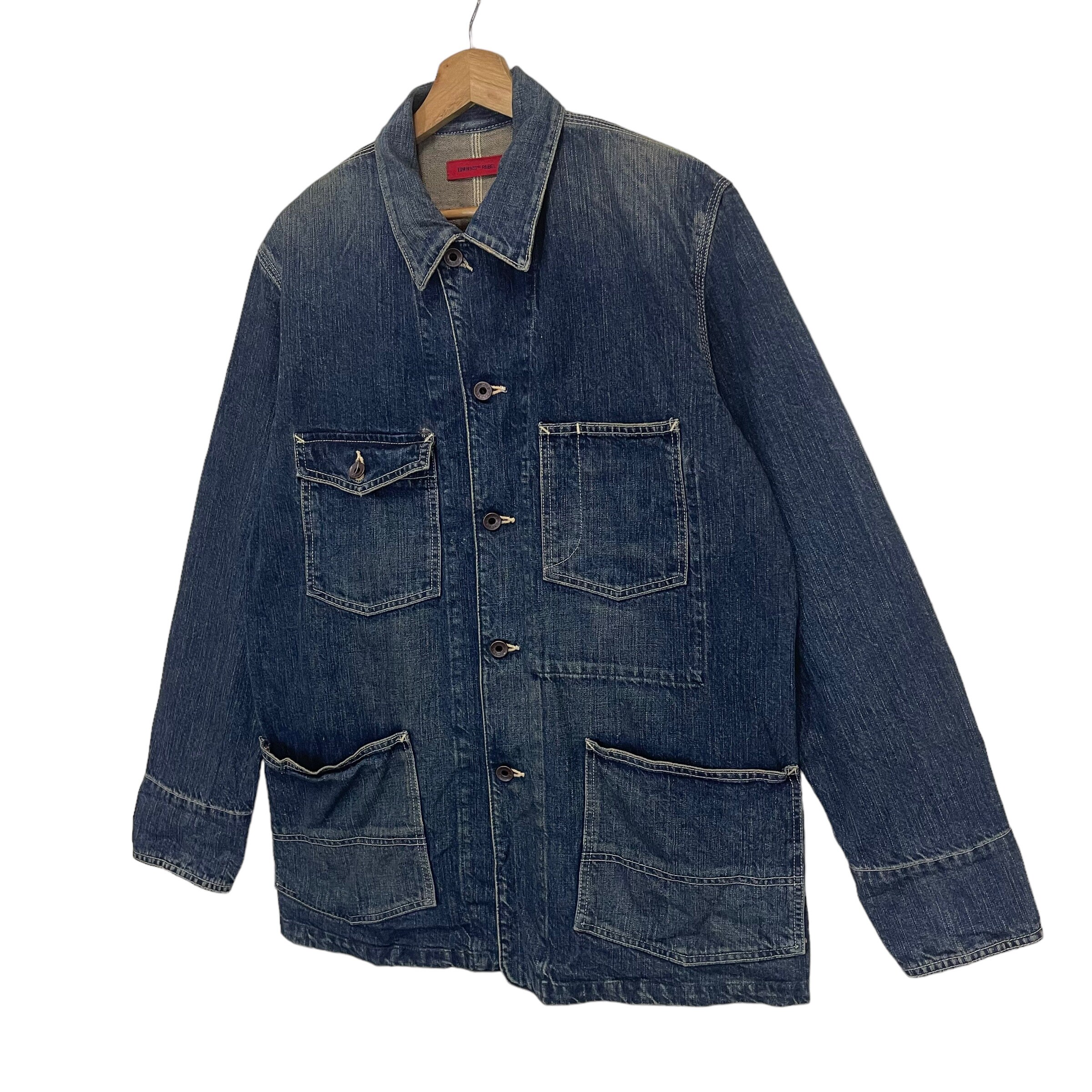 PICK!! Vintage 90s Edwin 503 Rebel Chore Denim Jacket Size M