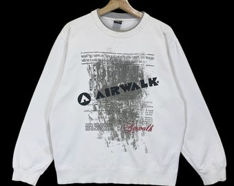 PICK!! Vintage 90’s Airwalk Big Logo Crewneck Sweatshirt Airwalk Sweater Airwalk Spellout Pullover Sweatshirt Size M