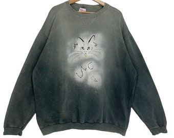 Pick!! Vintage Graham Howard Crewneck Sweatshirt Printed Artisan Sweater Cat Printed Habitat Nature Crewneck Sweatshirt Size XL