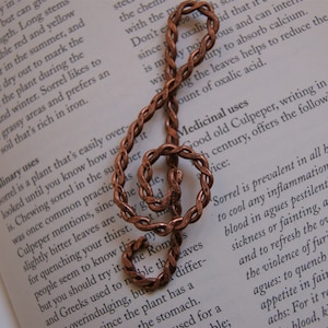 Treble Clef Bookmark - Music Gift for Book Lovers - Rustic Hammered Recycled Copper - Gift for Him - Unique Boyfriend Gift - Gift for Her