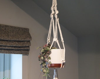 Macrame Spiral Plant Hanger - 100% Recycled Materials - Boho Macrame Homewear