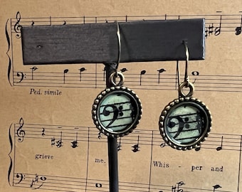 Bass Clef Earrings for Cello, Bassoon, Bass, Trombone, Tuba and Timpani Players